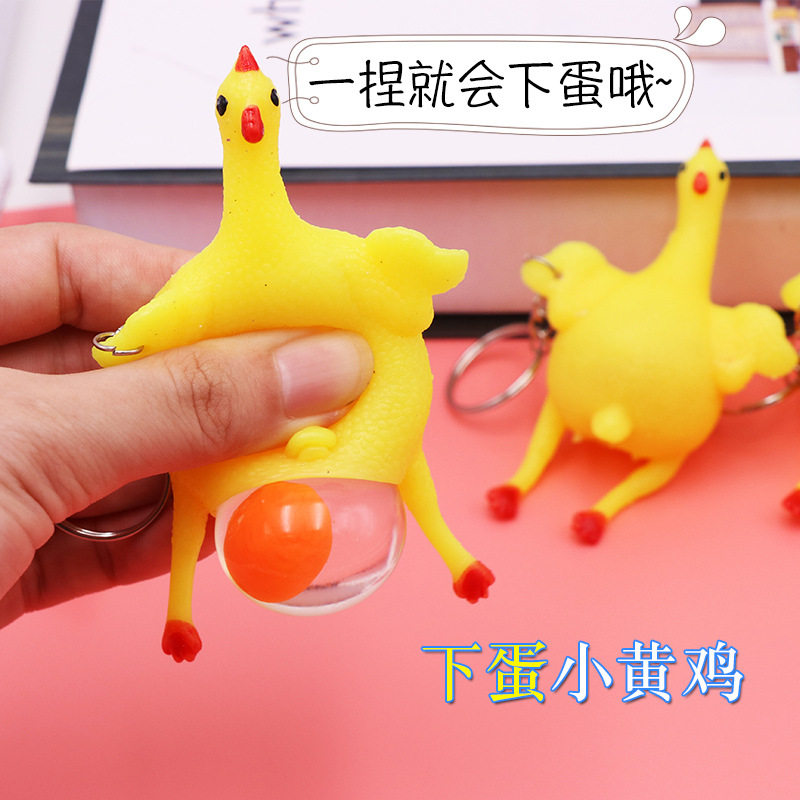 Creative funny vent chicken key chain pendant gift trick pinch happy laying hen decompression small gift wholesale