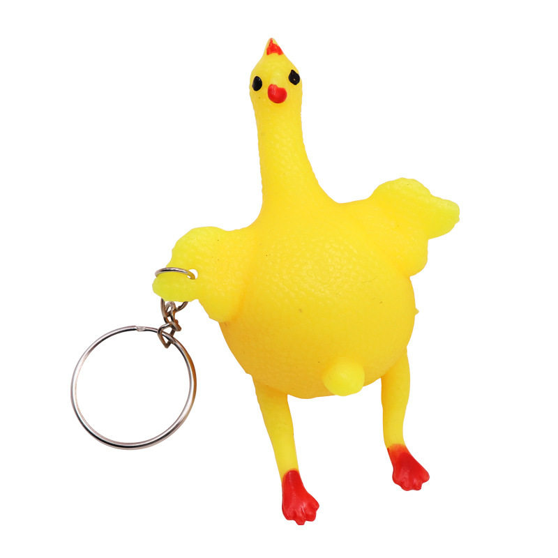 Creative funny vent chicken key chain pendant gift trick pinch happy laying hen decompression small gift wholesale