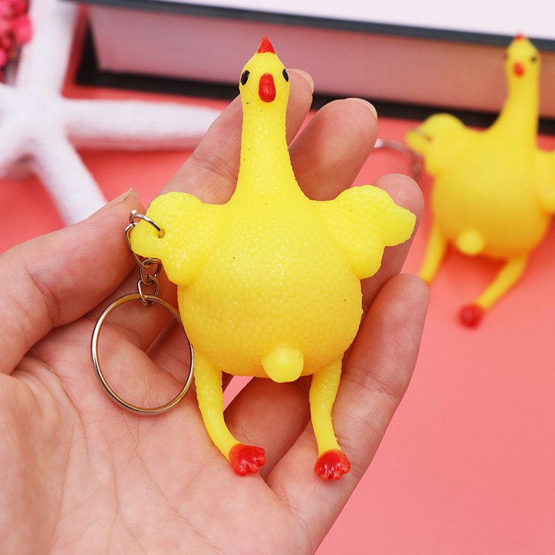 Creative funny vent chicken key chain pendant gift trick pinch happy laying hen decompression small gift wholesale