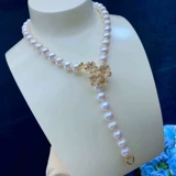 Аксессуары, длинное ожерелье из жемчуга, свитер, украшение-шарик, застежка с цирконом, DIY