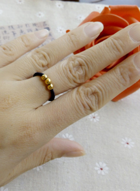 抖音同款金豆豆红绳转运珠戒指