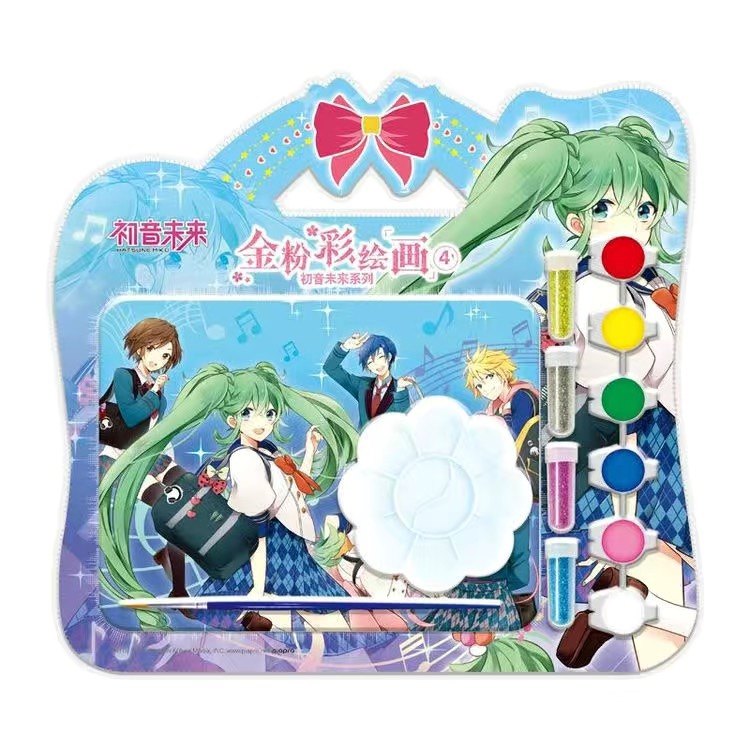 初音未来金粉彩绘画手工卡通沙画diy早教益智绘画涂色可水洗颜料,淘宝优惠券,粉丝福利购,淘宝优惠卷