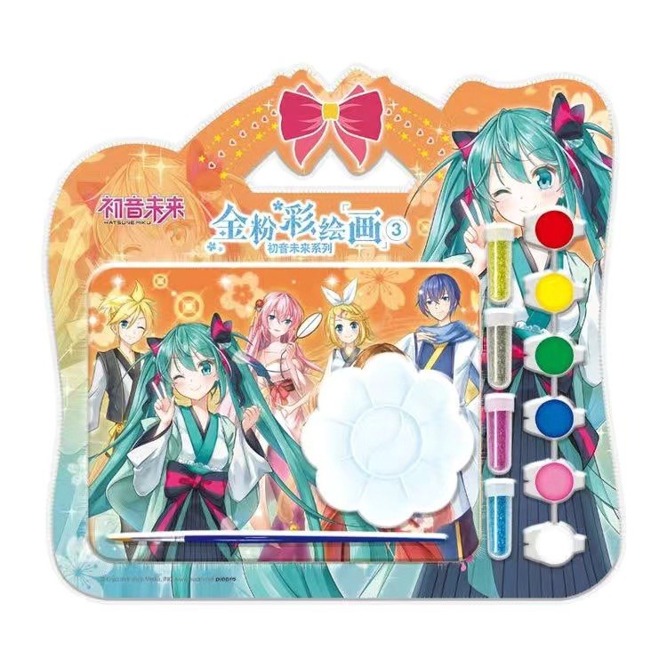 初音未来金粉彩绘画手工卡通沙画diy早教益智绘画涂色可水洗颜料,淘宝优惠券,粉丝福利购,淘宝优惠卷