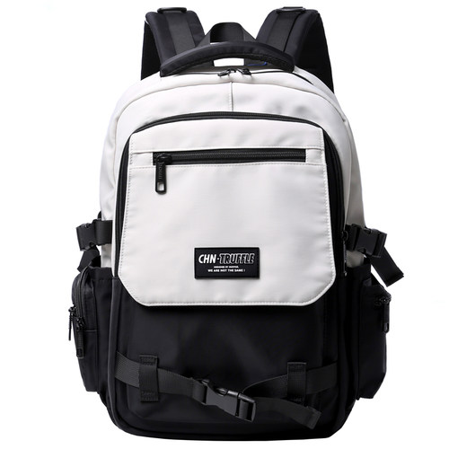 TRUFFLE潮牌大容量双肩包男初中生书包女撞色大学生电脑旅行背包 - 图3