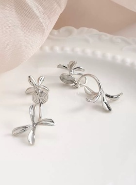 【双生花】设计感立体无耳洞耳夹高级感时尚耳夹气质浪漫耳环新款