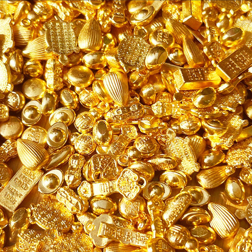 合金吉祥物十全十美小元宝金砖金豆福龟如意大米金豆聚宝盆填充 - 图0