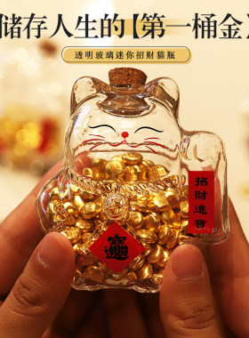 招财猫咪迷你攒金豆子小猪存钱罐金豆豆瓜子可爱猫咪收纳瓶许愿瓶