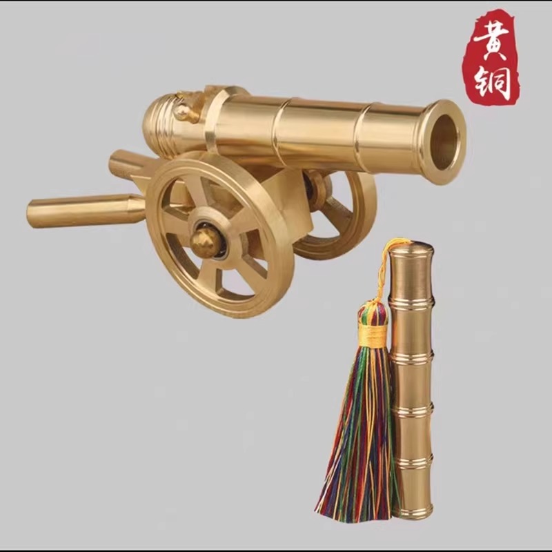 纯黄铜火箭模型摆件可旋转转手把件可拆卸鱼雷陀螺玩具铜大炮金属 - 图3