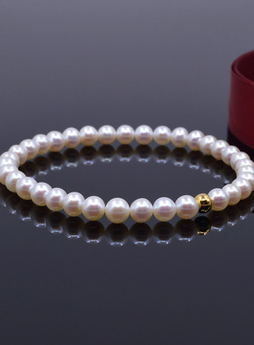 天然淡水珍珠手链近圆弹力松紧绳