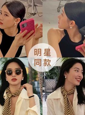 925纯银大小双头珍珠耳钉