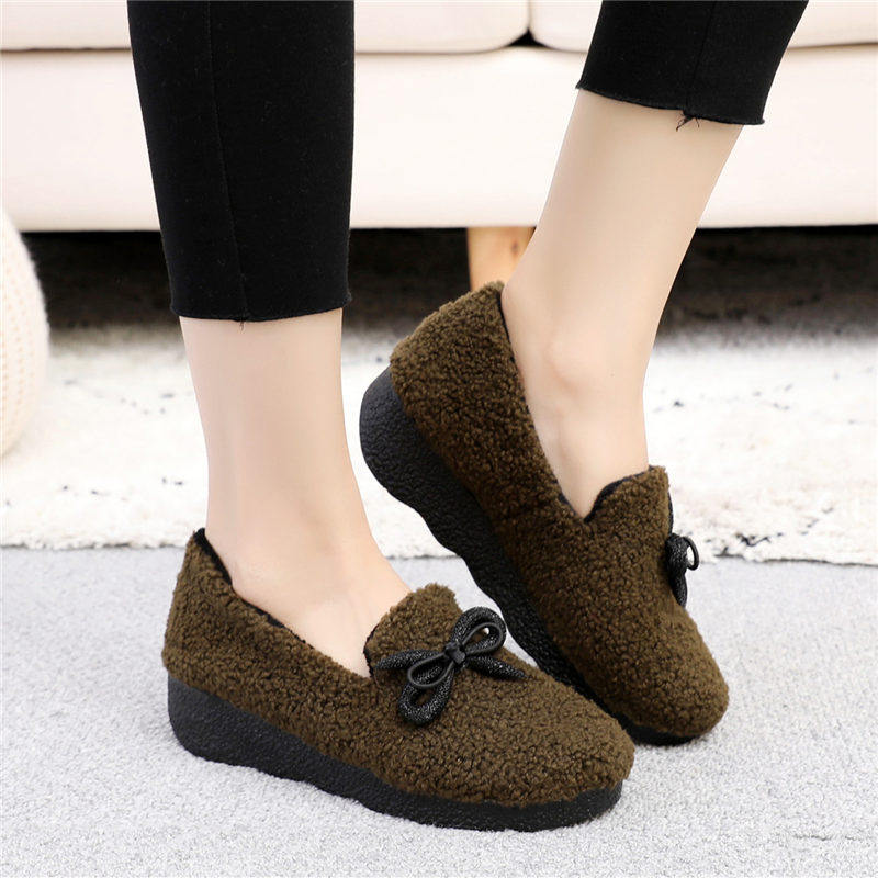 2021冬季老北京布鞋中跟坡跟厚底豆豆女鞋棉鞋加绒保暖蝴蝶结棉靴,淘宝优惠券,粉丝福利购,淘宝优惠卷