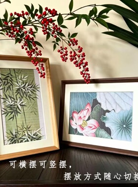 纯实木榫卯黑胡桃摆台相框