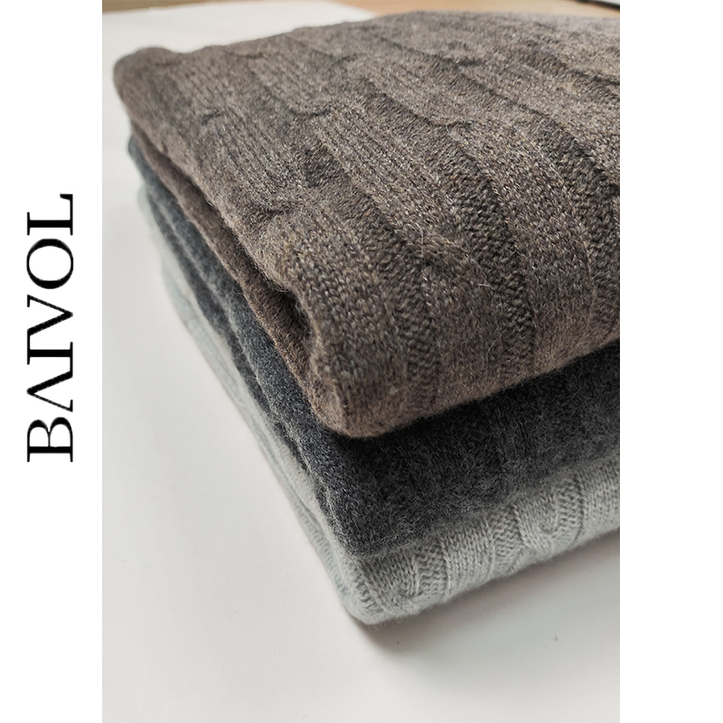 BAIVOL 休闲立领羊绒衫男冬季加厚扭花毛衣潮流半开拉链线衣 - 图1