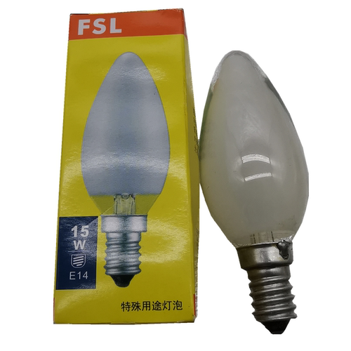 FSL佛山E14小螺口蜡烛形尖泡拉尾钨丝灯15w25W40W55W老式复古黄光-图3