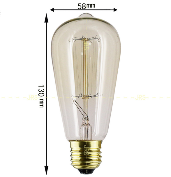 ST64吊钟泡奶嘴泡st58复古钨丝茶色灯泡E27老式灯e14st48st38 - 图3