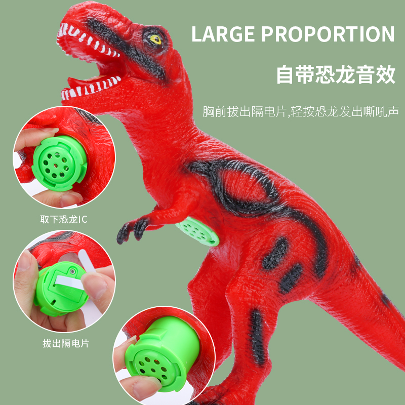 仿真软胶超大号恐龙玩具男孩玩偶霸王龙哥斯拉儿童新年礼物三角龙 - 图0