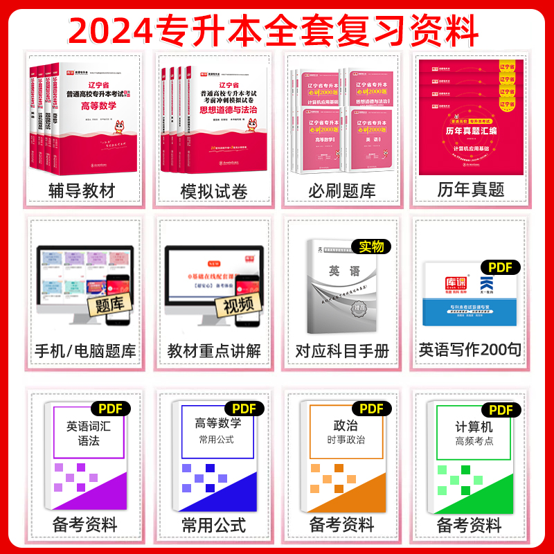 2025年库课辽宁专升本复习资料2024教材必刷题2000题真题试卷英语计算机高等数学思修政治辽宁省普通高校统招专升本考试历年真题卷 - 图1