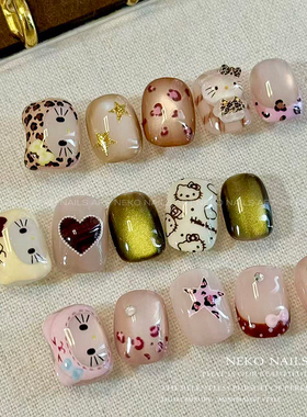 NEKONK豹纹Kitty头套美甲贴纸