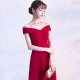 Вечернее платье, летнее красное свадебное платье, длинная юбка, открытые плечи, коллекция 2023