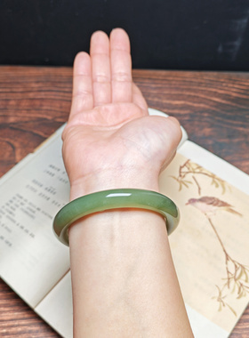 和田青白玉手镯58mm+送证书保真