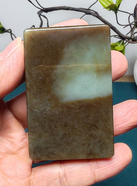 和田玉且末糖青白玉无事牌手把件