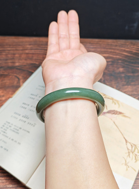 和田玉青白玉手镯60mm+送证书