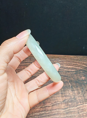 和田玉青白玉飘花手镯57mm+保真