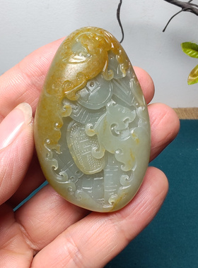 和田玉籽玉仿古龙凤把件苏工油润