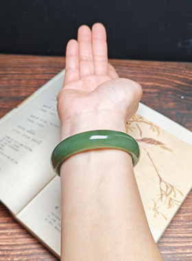 和田玉青白玉手镯56送证书保真