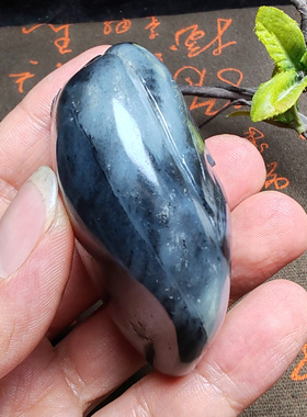 新疆和田玉籽料青花墨玉蝉知了树叶手把件珍藏高档男女一鸣惊人