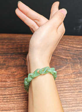 和田玉碧玉一体锁链手链特色男女