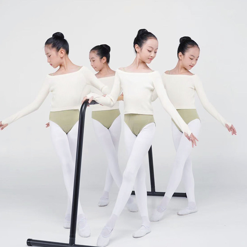 儿童舞蹈针织小毛衣女童一字领保暖外套秋冬练功服披肩灰色米白色,淘宝优惠券,粉丝福利购,淘宝优惠卷