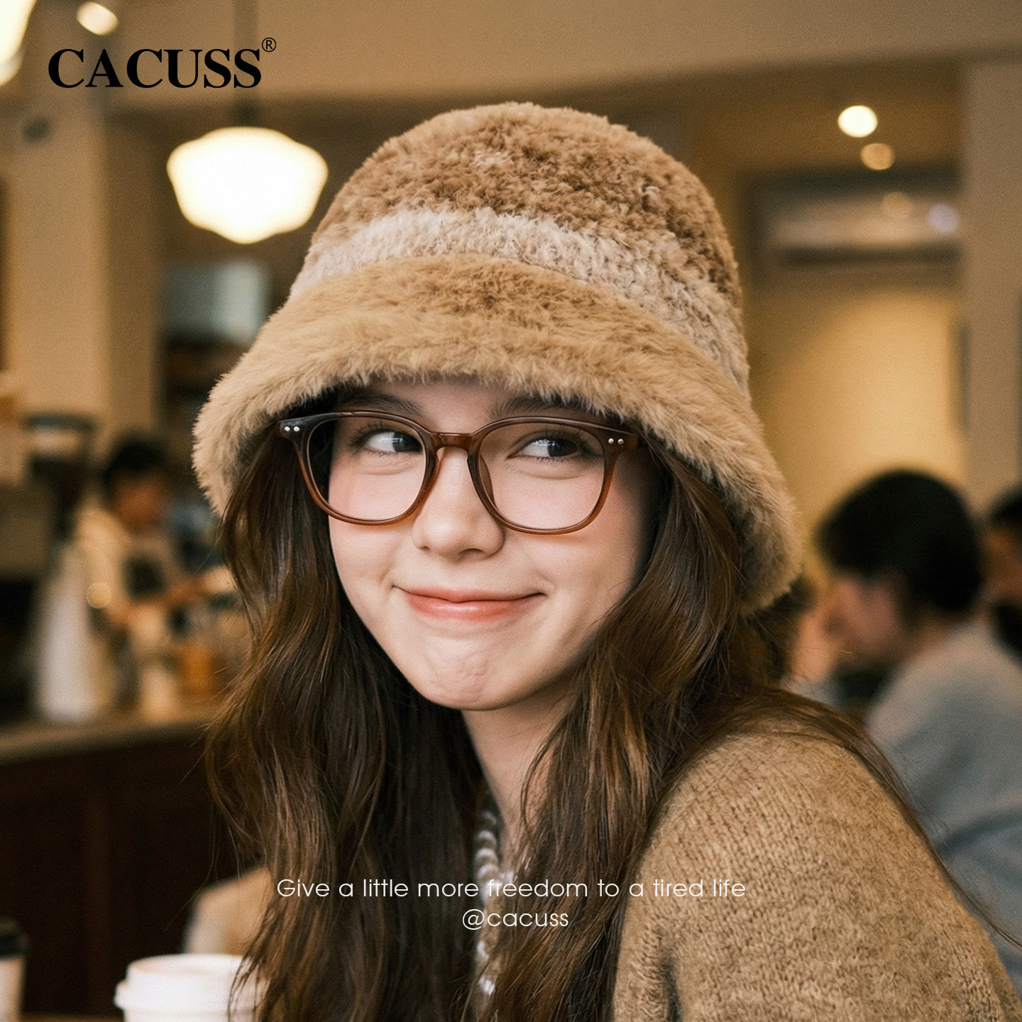 CACUSS渔夫帽子女冬季新款毛绒盆帽显脸小时尚保暖户外毛线水桶帽,淘宝优惠券,粉丝福利购,淘宝优惠卷