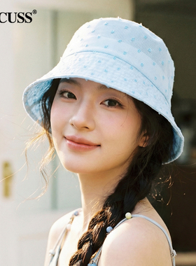 CACUSS波点遮阳显脸小渔夫帽女夏