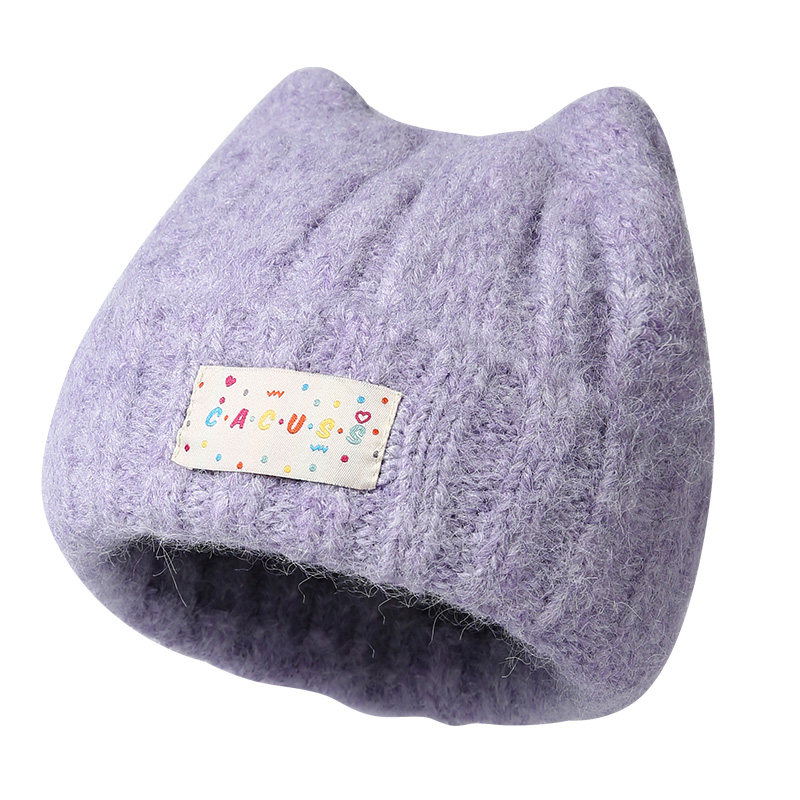 CACUSS帽子女秋冬猫耳毛线帽加厚保暖含羊毛可爱减龄显脸小针织帽,淘宝优惠券,粉丝福利购,淘宝优惠卷