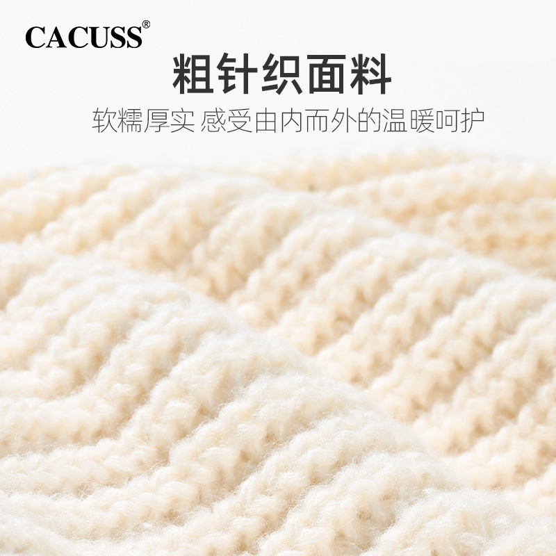 CACUSS帽子女冬款2023新款针织毛线帽大头围堆堆帽保暖月子帽冷帽