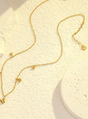 PURE法式精致小蝴蝶吊坠项链镀金日常百搭甜美锁骨链不掉色配饰