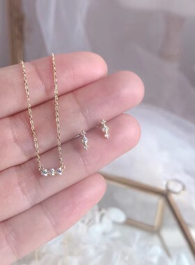 PURE法式简约迷你闪钻吊坠项链女S925纯银日常百搭cleanfit锁骨链