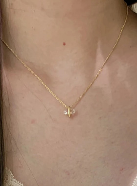 PURE法式简约白锆闪钻镀金吊坠项链女轻奢设计荷鲁斯之眼锁骨链