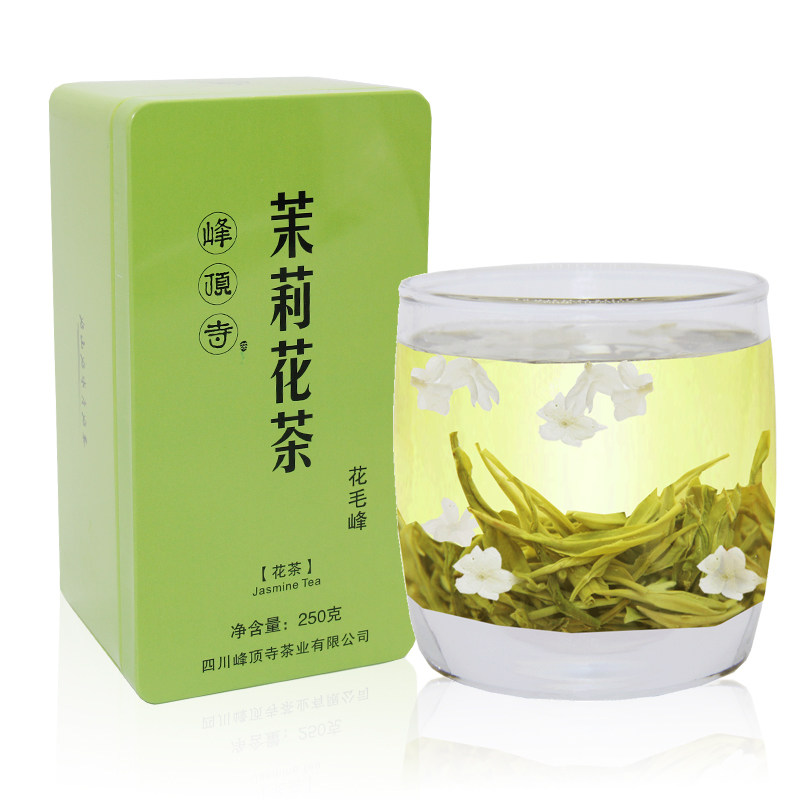 峰顶飘雪茉莉花茶2022四川花毛峰 峰顶寺茶叶茉莉花茶