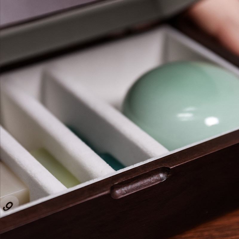 【西泠印社】印章收纳盒北美黑胡桃木盒天然实木长方形多格可活动印泥印章盒个人私章高档锦盒书法文房礼品盒