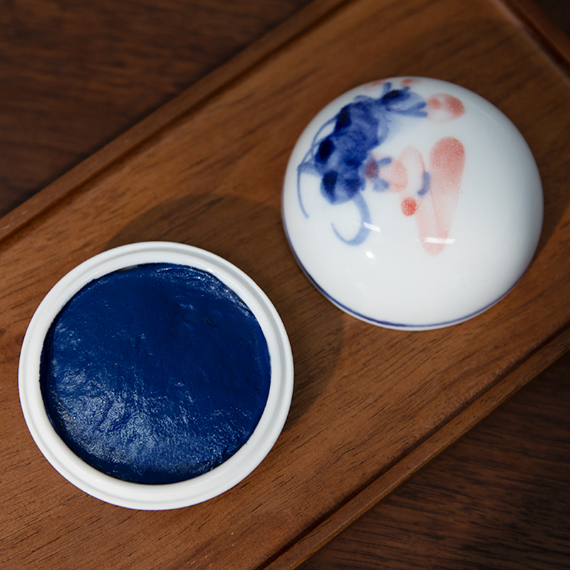 西泠印泥 蓝色印泥专业书画书法篆刻印章西冷色宣专用礼盒锦盒彩色手工刻字落款盖章用拓印国画老式印尼礼物