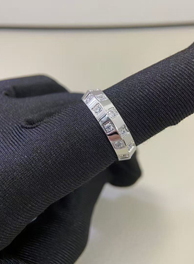 盈公主同款满钻菱角戒指女高版本玫瑰金色指环男字母情侣戒指