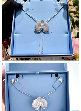 女神蒙上眼辛芷蕾同款蝴蝶兰长项链 优雅高级陈都灵可调节长链