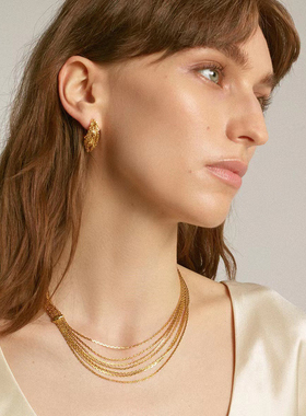 于家明同款金色链条多层蛇骨项链法式小众高级感轻奢百搭项链