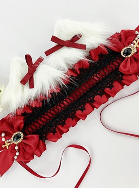 LOLITA自制黑暗天使十字架蝴蝶结兔耳兽猫耳朵发箍kc漫展发夹发带