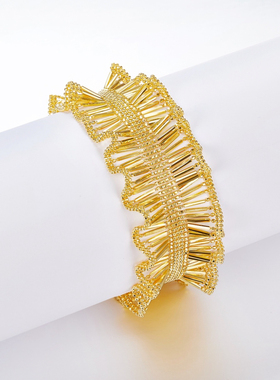 B018款S925银镀18K金意大利蕾丝编织工艺轻奢闪亮手链轻奢高级