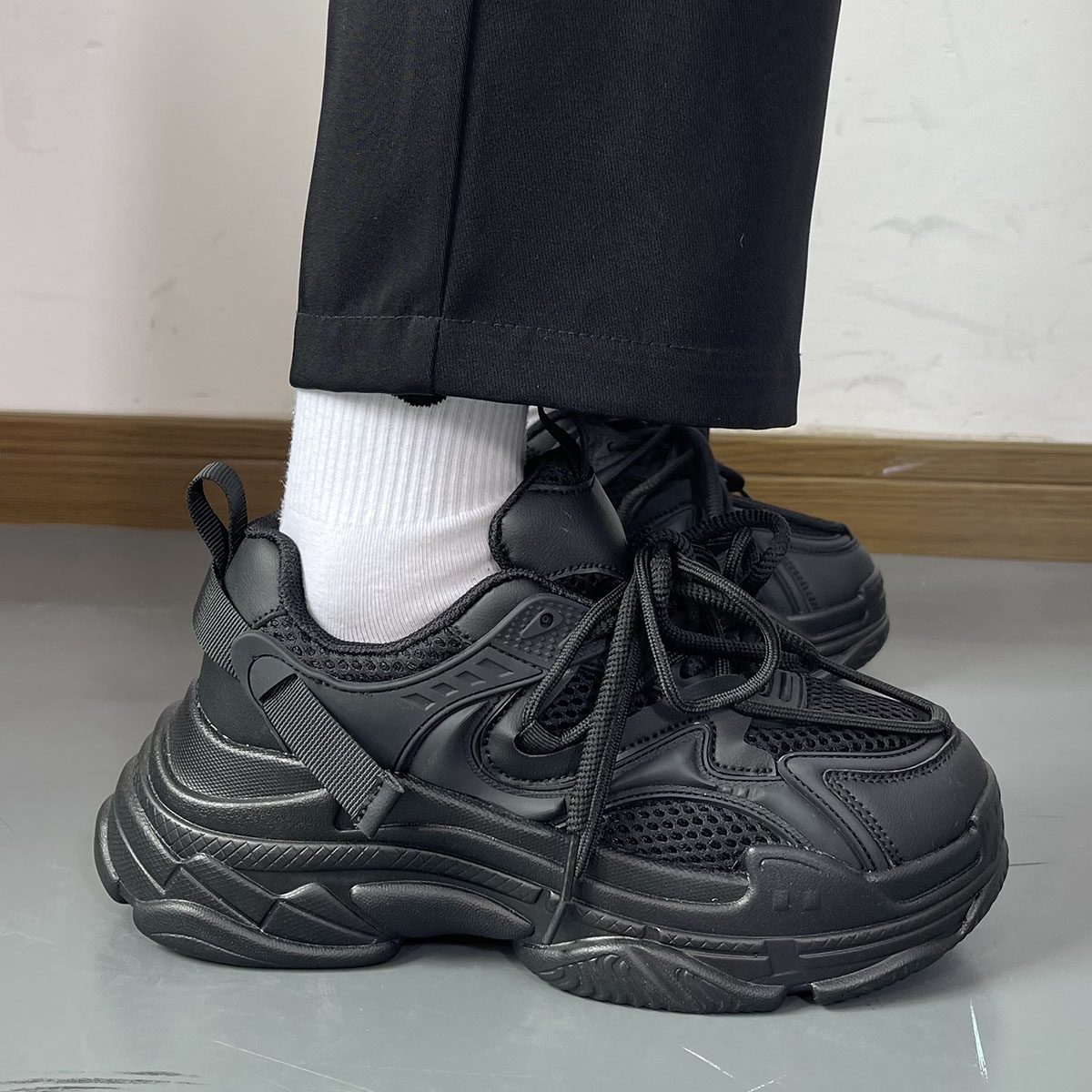 男鞋2023新款厚底情侣休闲黑武士加绒老爹鞋韩版潮流学生运动鞋子,淘宝优惠券,粉丝福利购,淘宝优惠卷