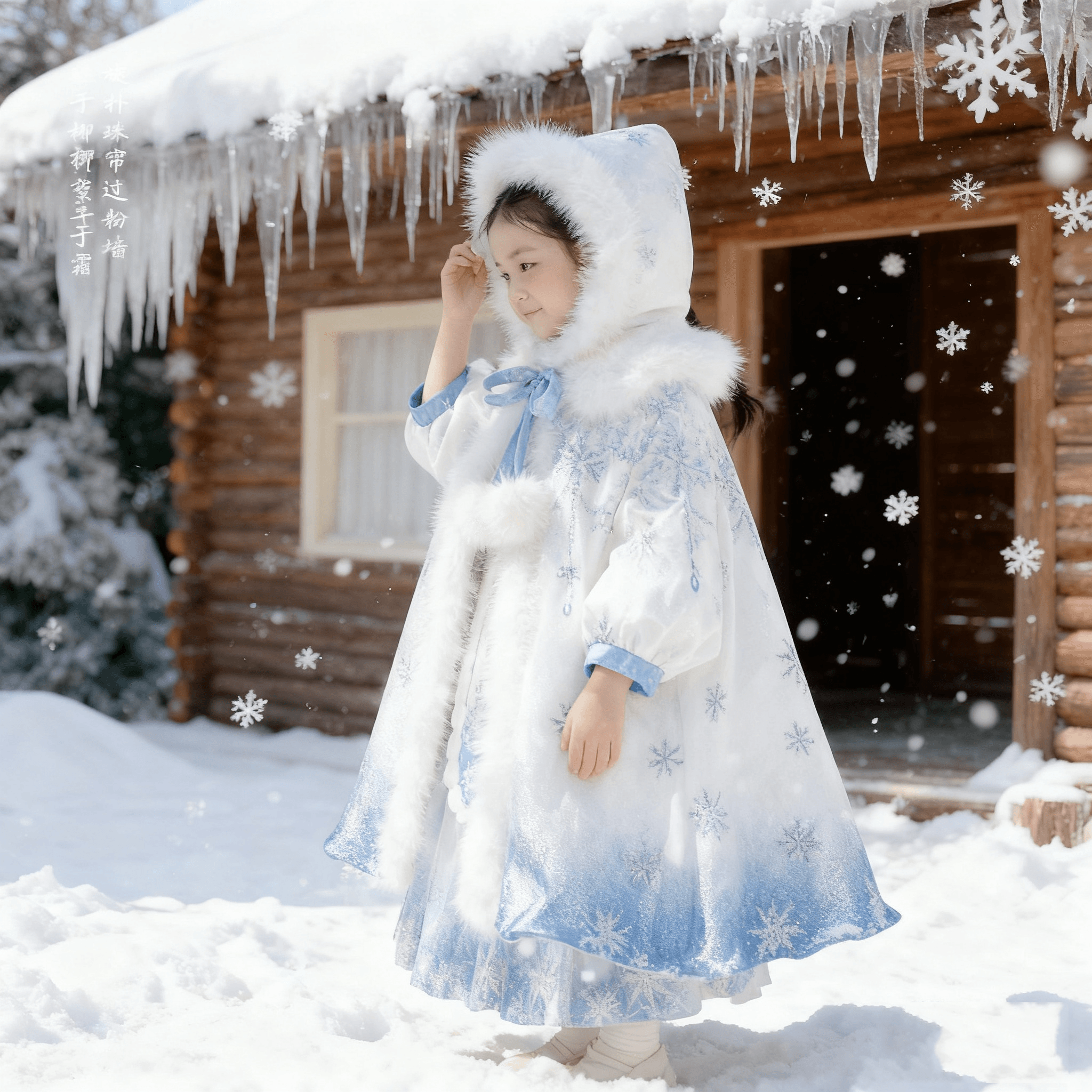 汉服女童冬拜年服斗篷披风艾莎公主裙中国儿童年服加绒加厚连衣裙,淘宝优惠券,粉丝福利购,淘宝优惠卷