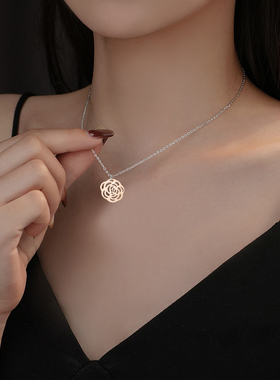 精致镂空山茶花项链女小众轻奢高级感简约锁骨链送闺蜜女生日礼物